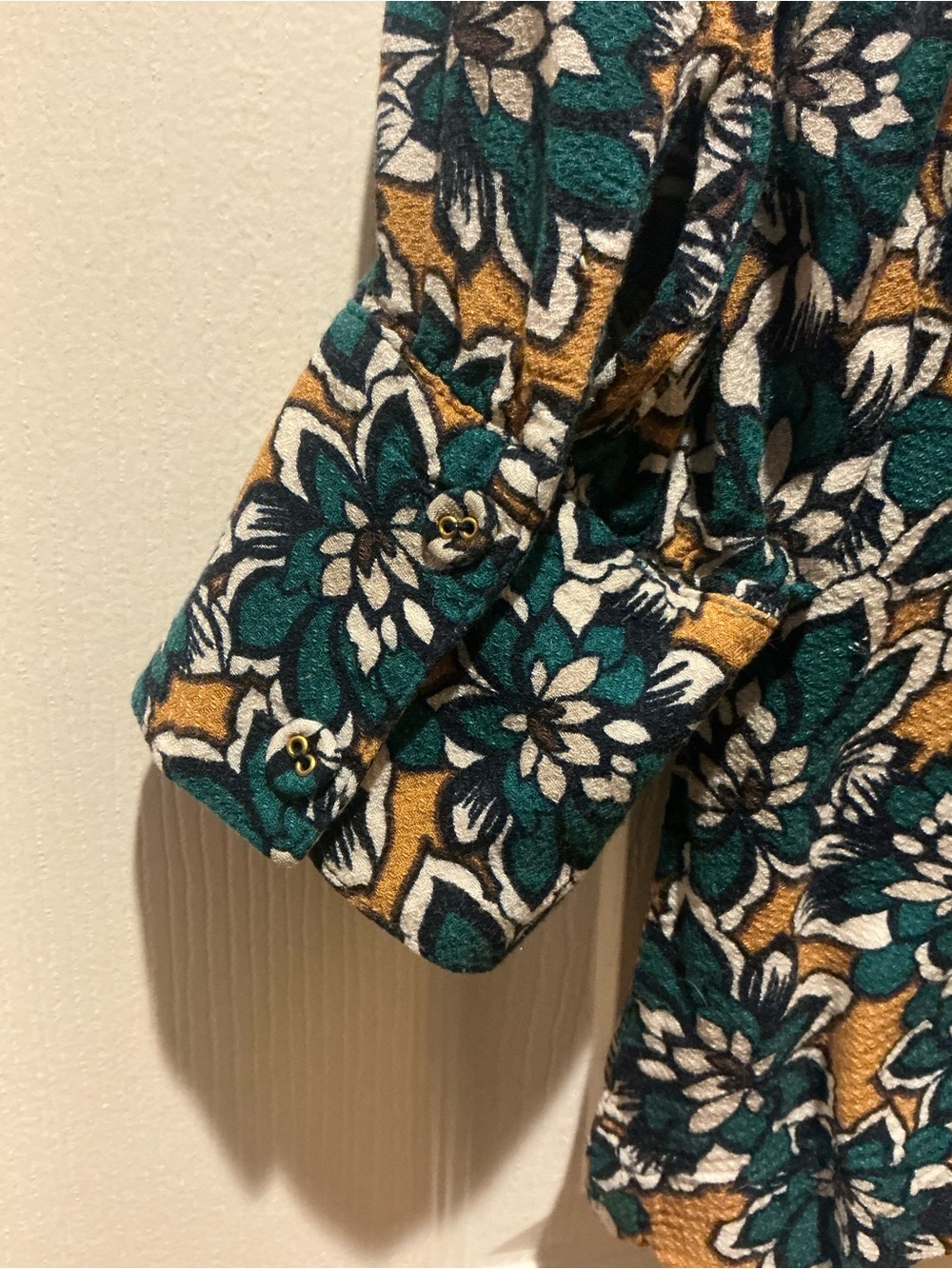 Olsen Teal Floral Henley Babydoll Tunic Top - P2P 20 - Picture 6 of 7